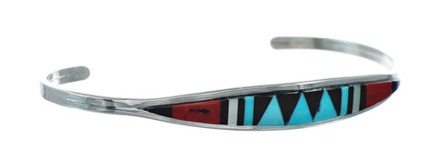 Zuni Multicolor Inlay Sterling Silver Cuff Bracelet NN20131
